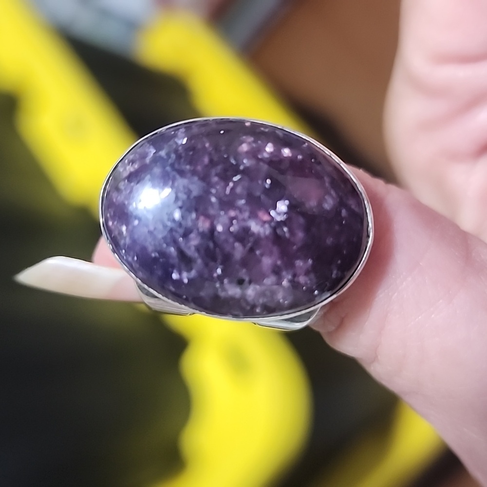 Jay King Sterling Silver Chunky Purple Lepidolite Ring Sz 7.5 Boho Cowgirl